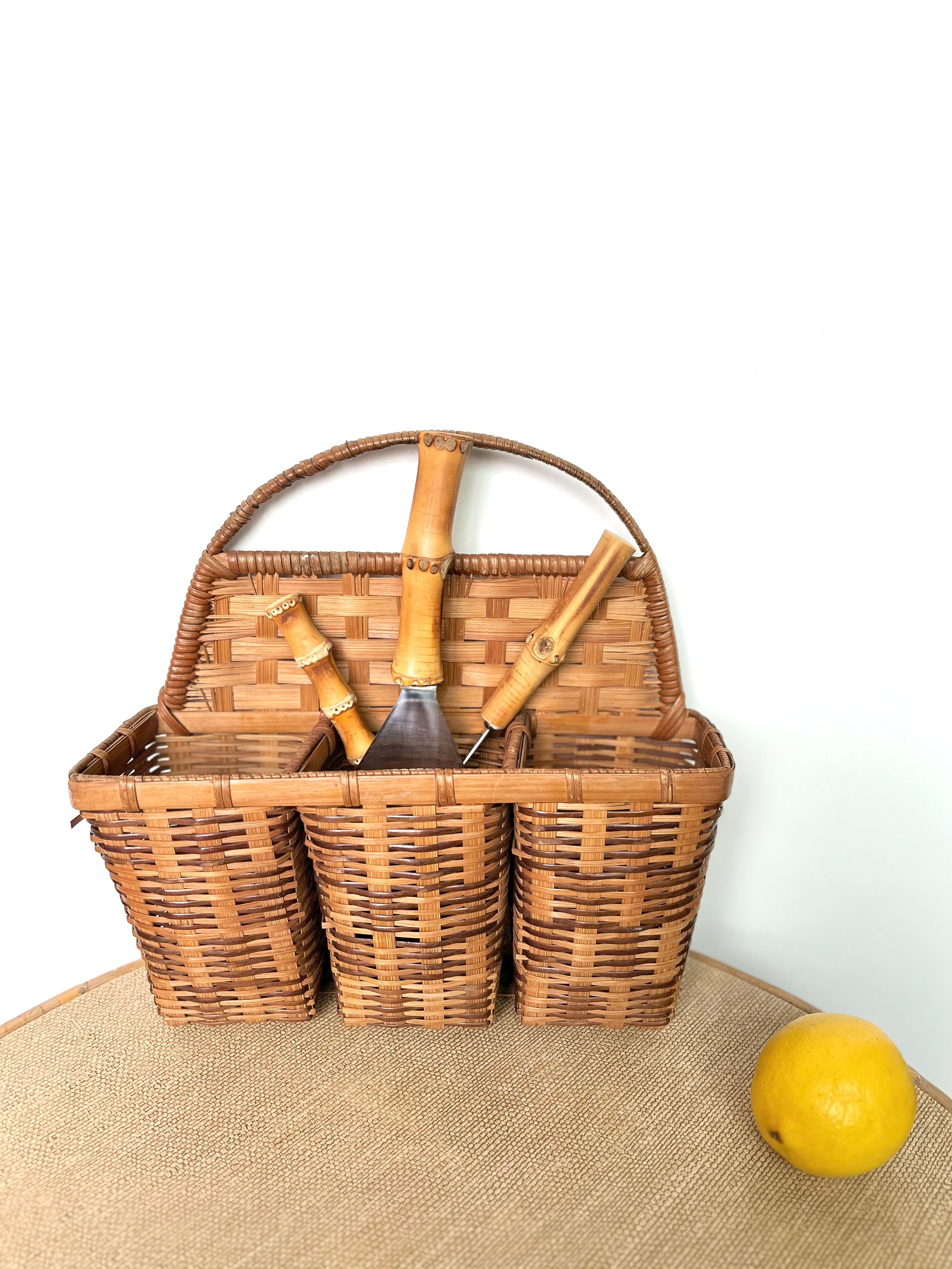 Vintage rattan hanging basket