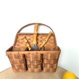 Vintage rattan hanging basket