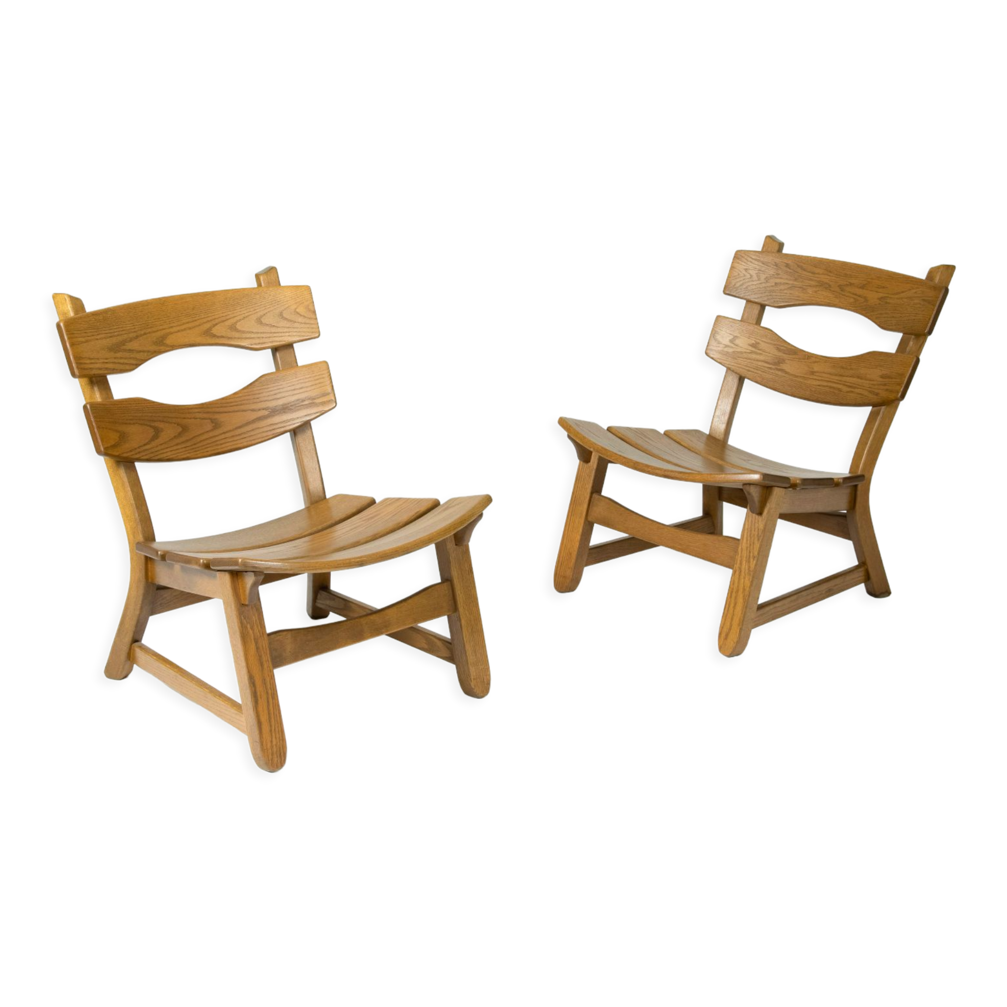 Pair of brutalist oak chairs by Dittmann & Co for Awa Radbound, 1960s