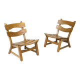 Pair of brutalist oak chairs by Dittmann & Co for Awa Radbound, 1960s