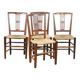 Lot de 4 chaises de salle à manger anglaises anciennes du XIXe siècle avec assises en osier