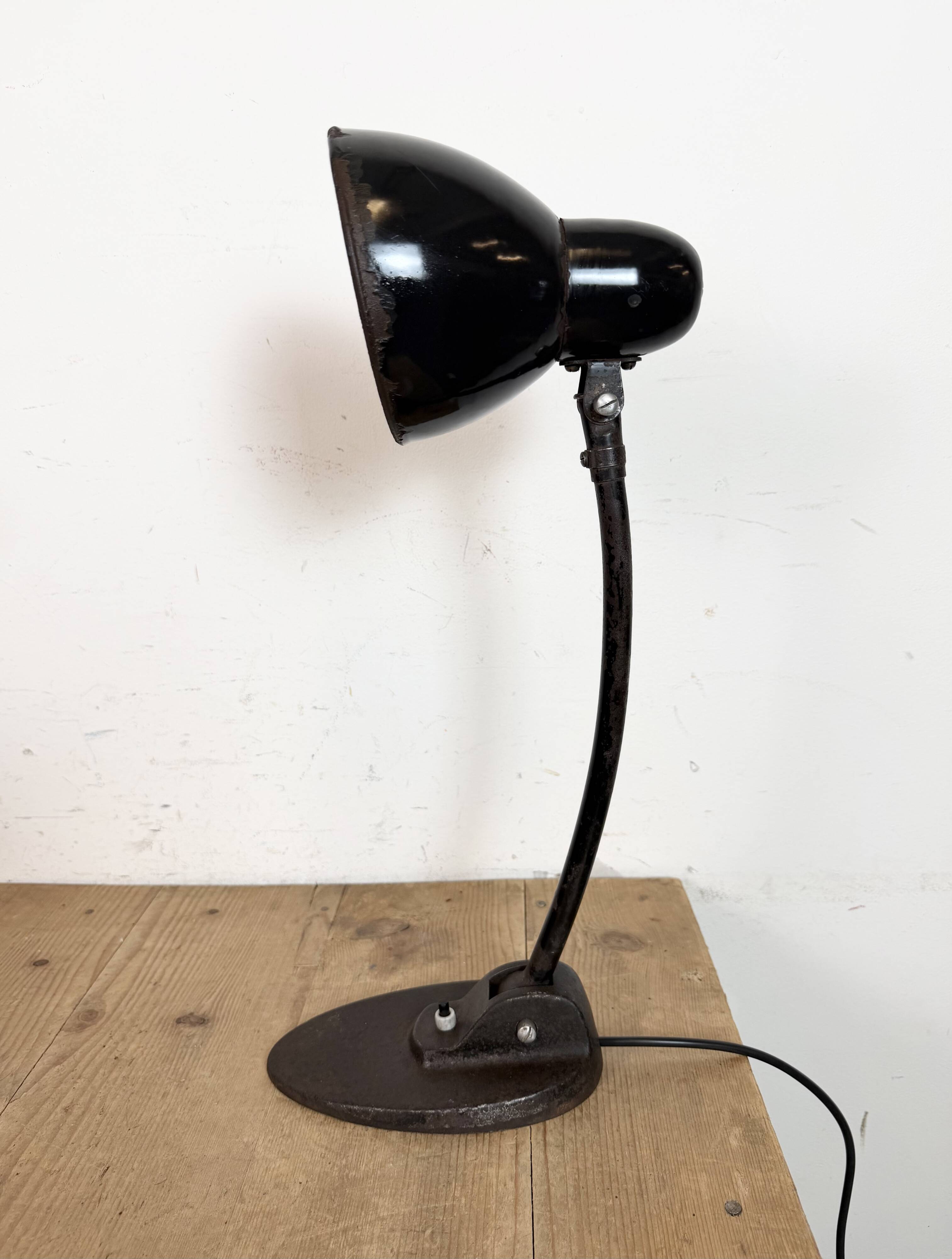 Industrial Black Enamel Bauhaus Desk Lamp, 1930s