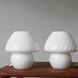 Vintage Italian Mushroom Table Lamp, 1970s set of 2