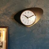 Vintage formica clock asymmetrical silent wall clock "black odo"