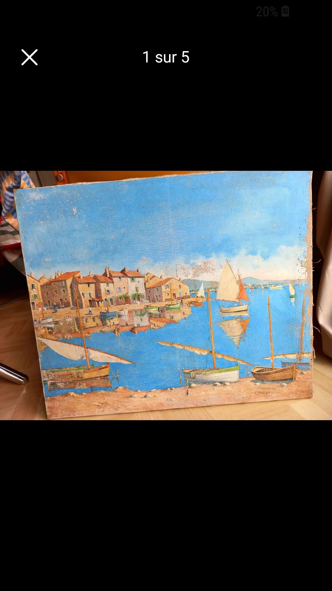 Oil sue canvas in old linen