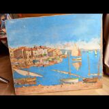 Oil sue canvas in old linen