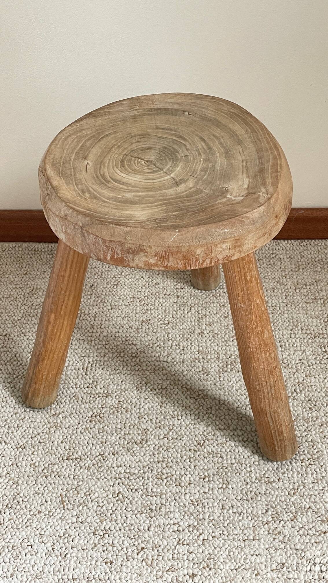 Vintage Solid Wood Tripod Stool