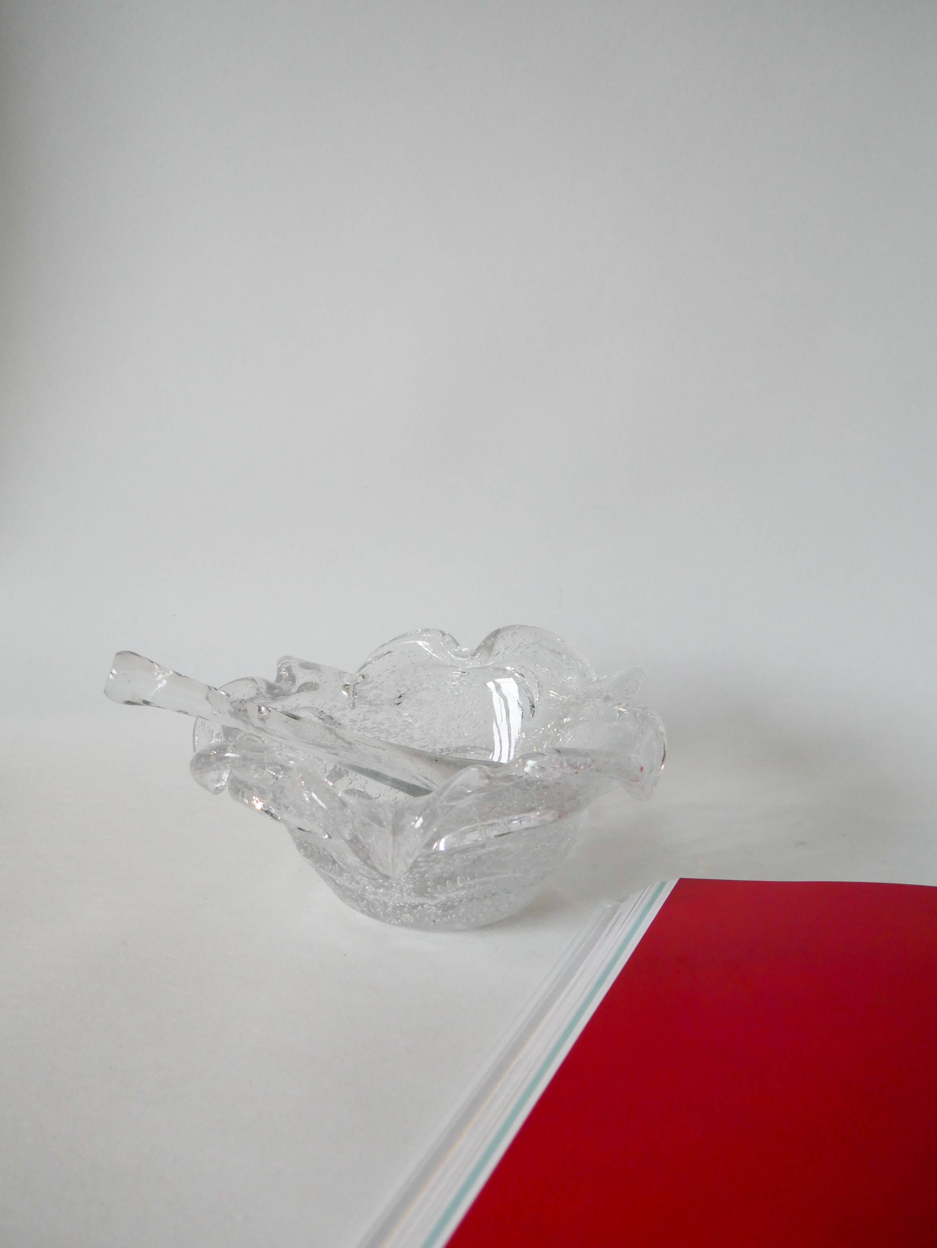 large Biot style bubbled glass mortar with pestle Design 1970