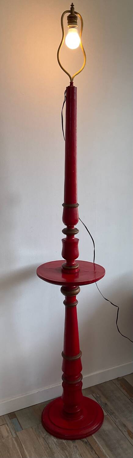 Wooden floor lamp base from the 60s