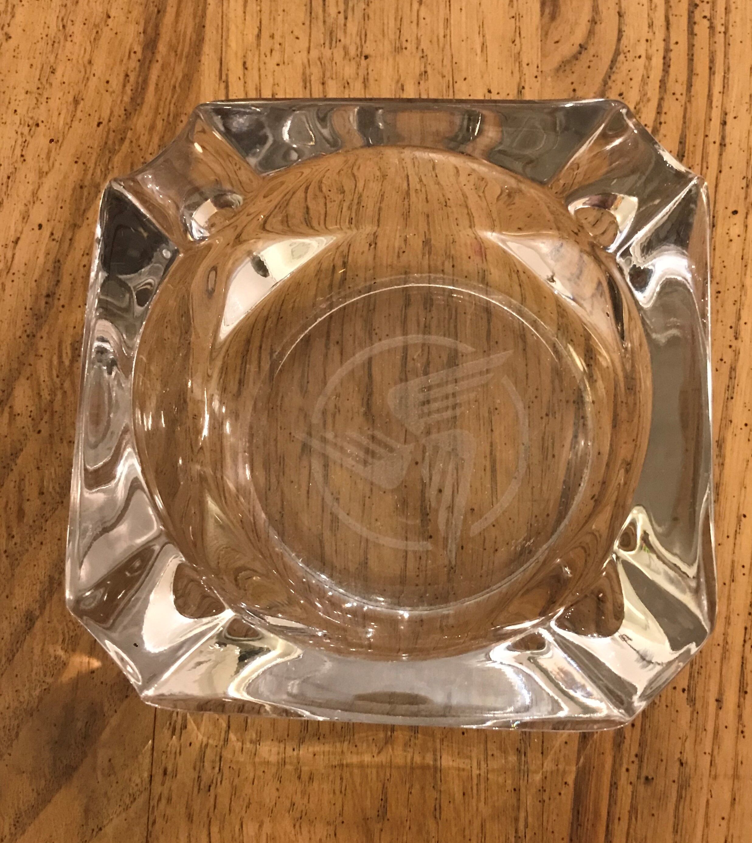 Vintage ashtray engraved glass