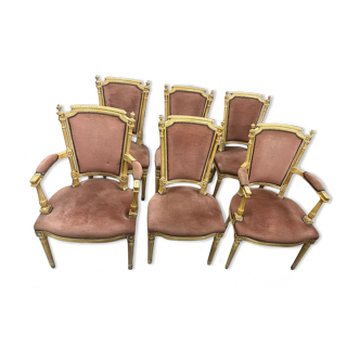 Lot de 2 fauteuils & 4 chaises en velours