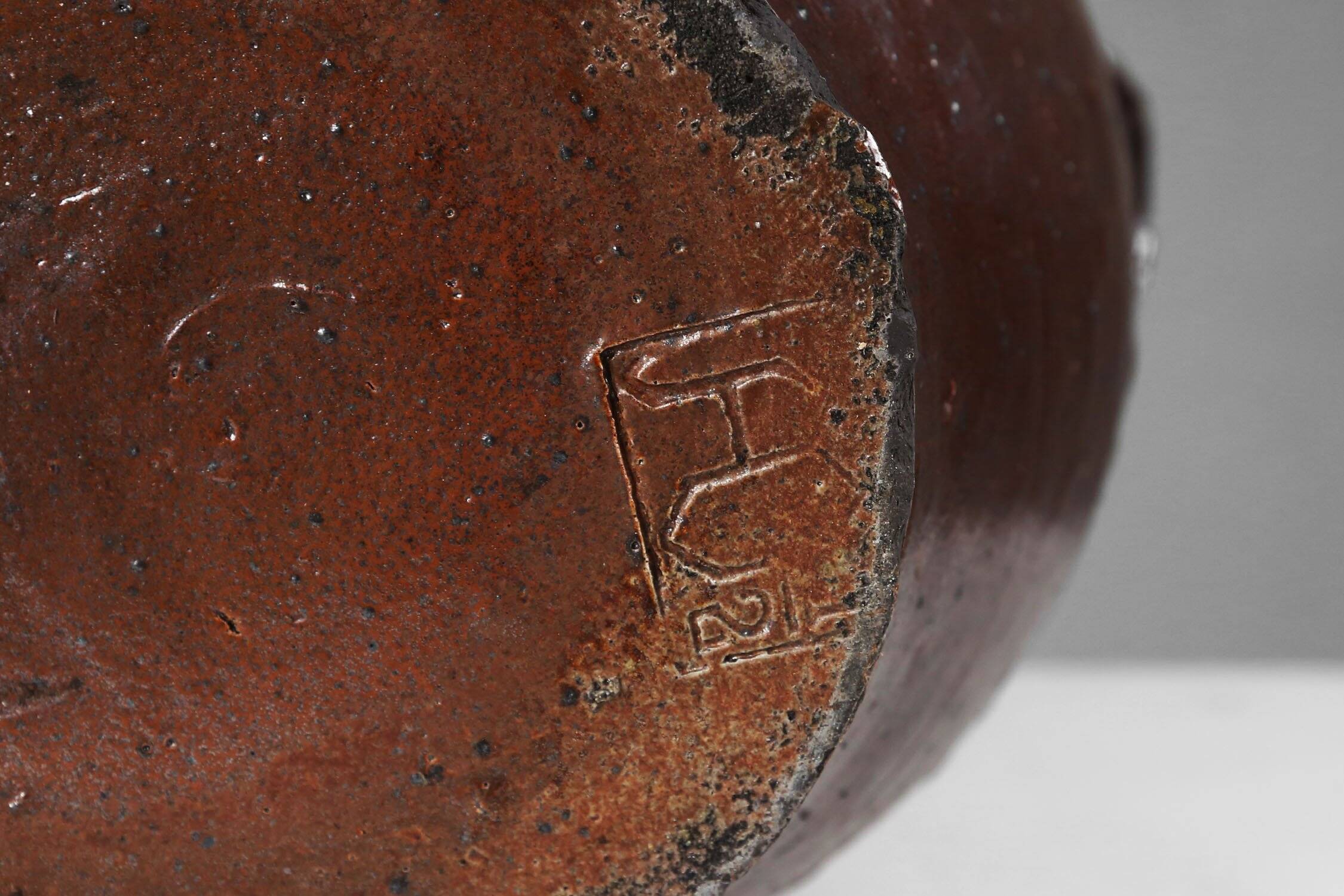 Signed Rustic Large Glazed Brown Ceramic Pot, Belgium, 1800s