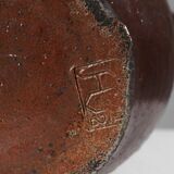 Signed Rustic Large Glazed Brown Ceramic Pot, Belgium, 1800s