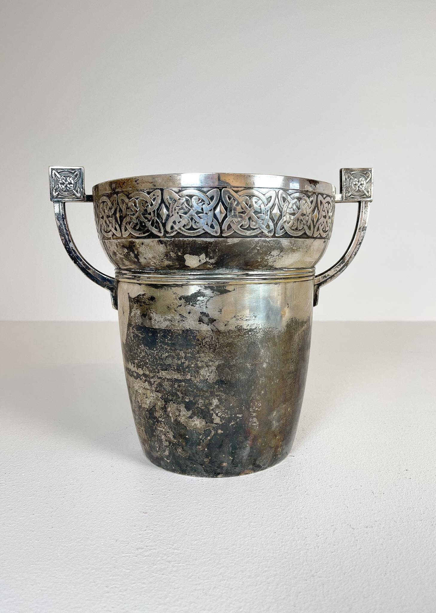 Art Deco champagne cooler with relief pattern, Sweden, 1930s