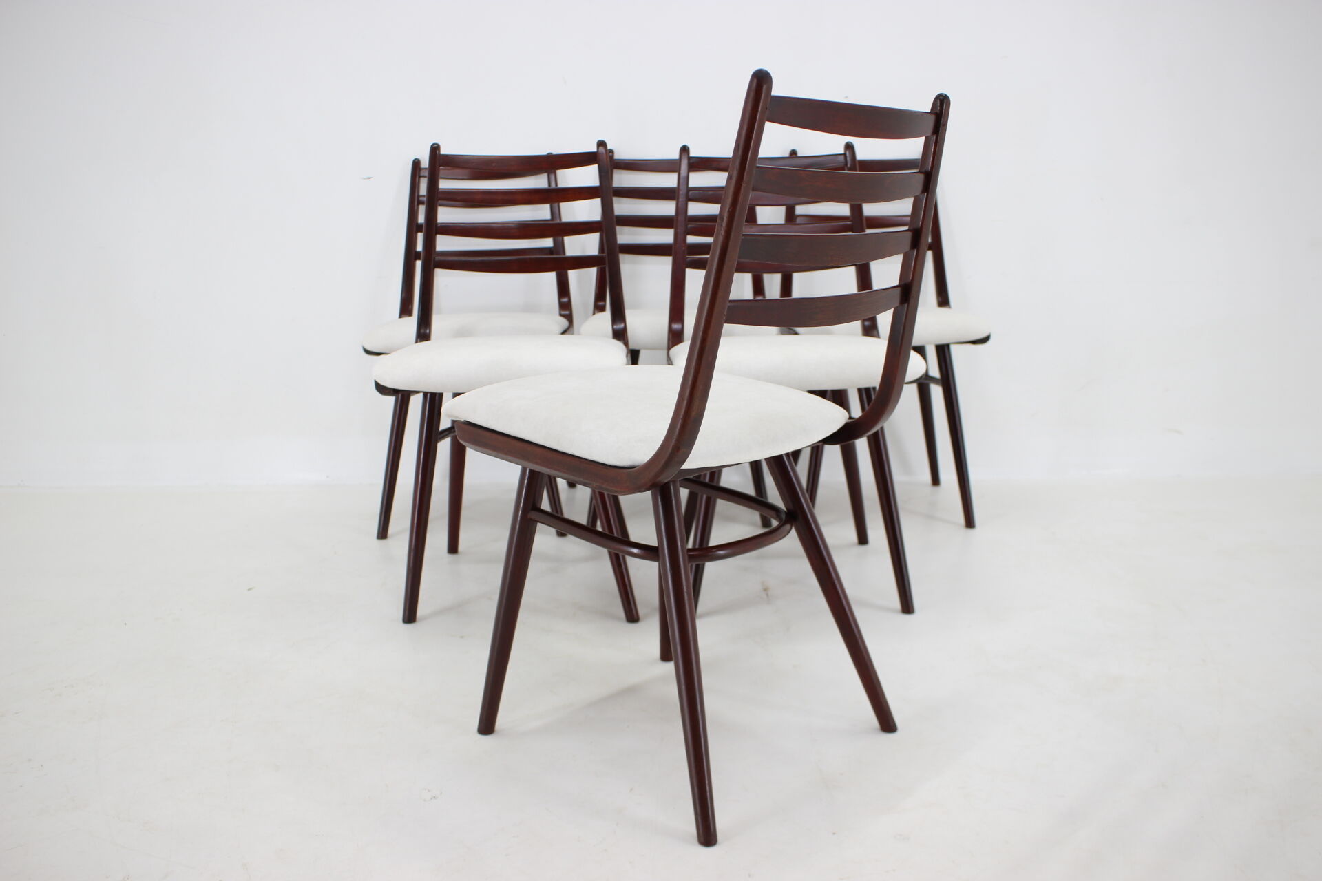 1970s Set of 6 Beech "Boomerang" dining chair ,Czechoslovakia