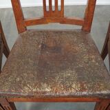 Ensemble de 6 chaises de salle à manger en cuir antiques d'origine néerlandaise