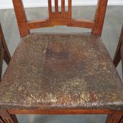 Set of 6 Original Antique Dutch Leather Dining Chairs