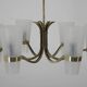 Brass and Glass Chandelier in Lyfa Style, Denmark, 1970s