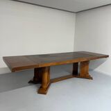 Ancienne table en noyer et loupe art déco année 30 France rallonges