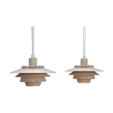 Lot de 2 suspensions danoise en blanc et beige par jeka, des années 1970