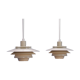 Set of 2 Danish multi coloured pendants in white and beige by Jeka, 1970s