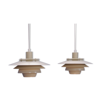 Lot de 2 suspensions danoise en blanc et beige par jeka, des années 1970