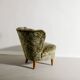 Vintage Swedish Modern Green Floweral Armchairs, 1940s