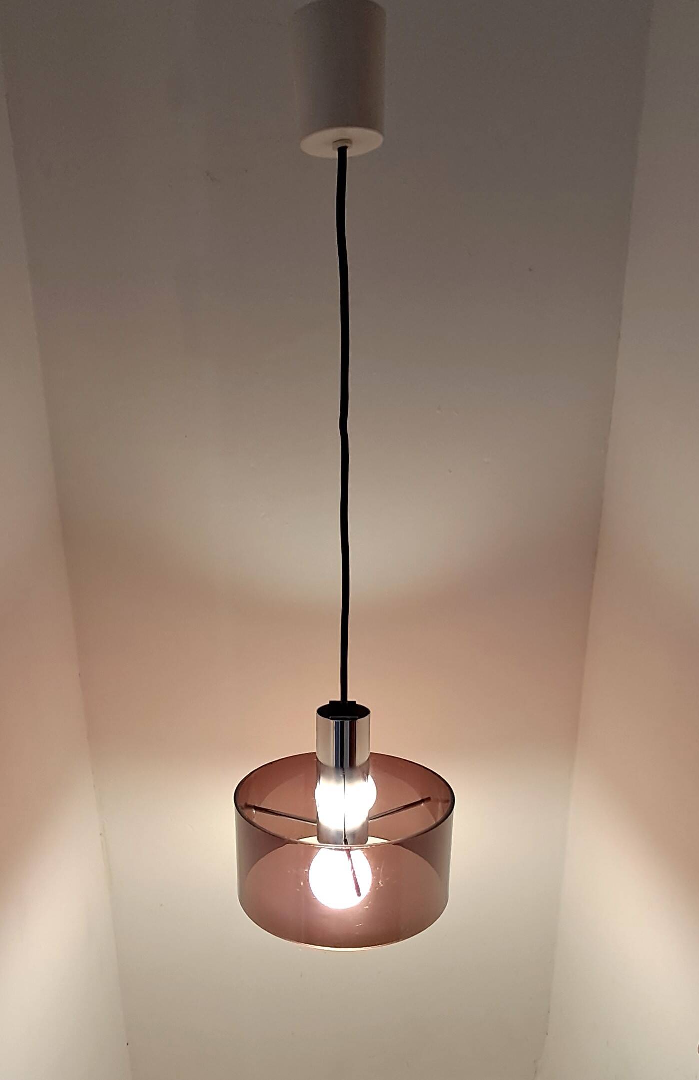 Oxar 1970 pendant light in smoked brown pvc.