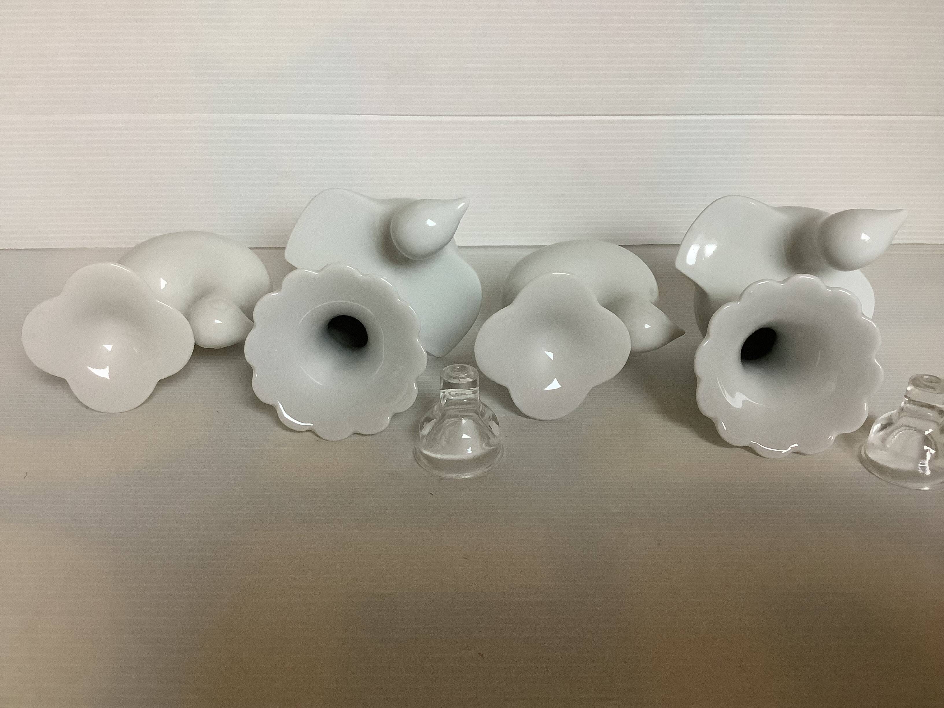 Four white bird candlesticks Arzberg Bareuther
