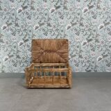 Storage bench in wood and straw (renovated)