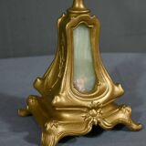 Pair of candelabra in gilded spelter and onyx – 1940