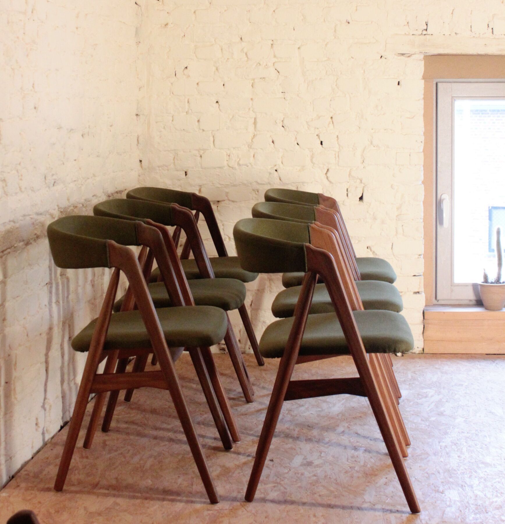 6 vintage Scandinavian chairs by Th. Harlev for Farstrup Mobler, Denmark 1950