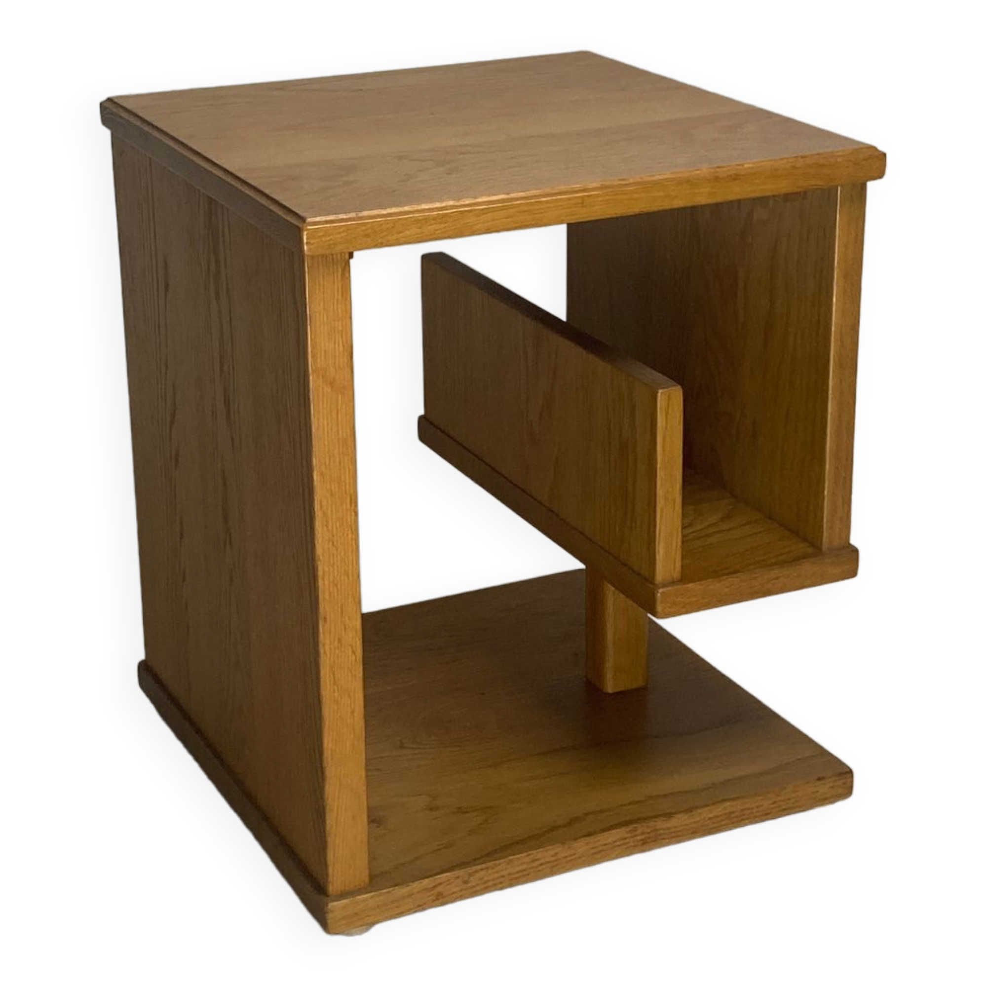 Dutch architectural blonde oak side table, 1980s