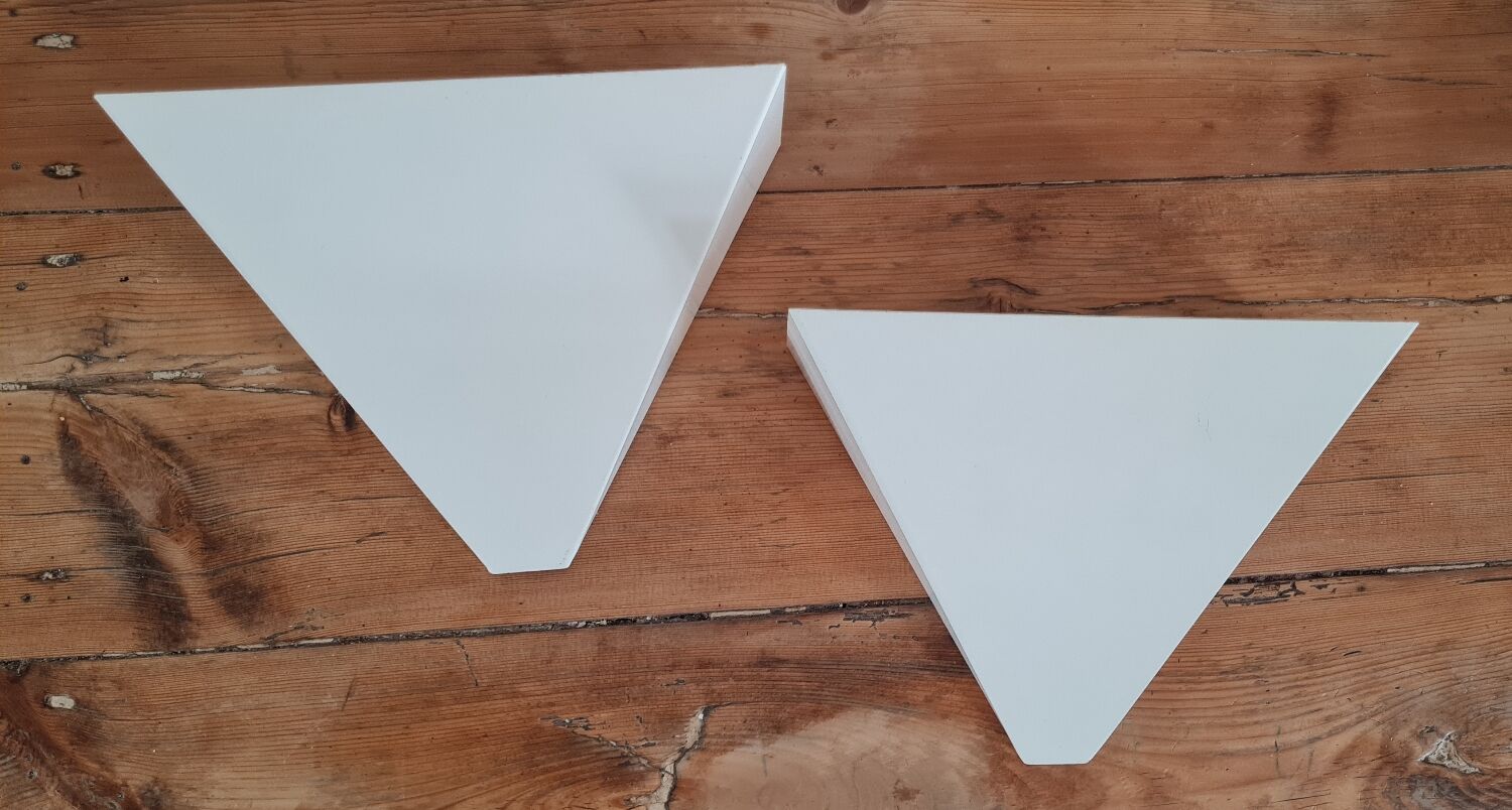 Pair of triangular lacquered metal sconces