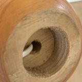 vintage wooden ball lamp small model with fabric shade 80's design