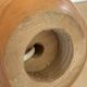 Lampe boule en bois, abat-jour en tissu, années 80