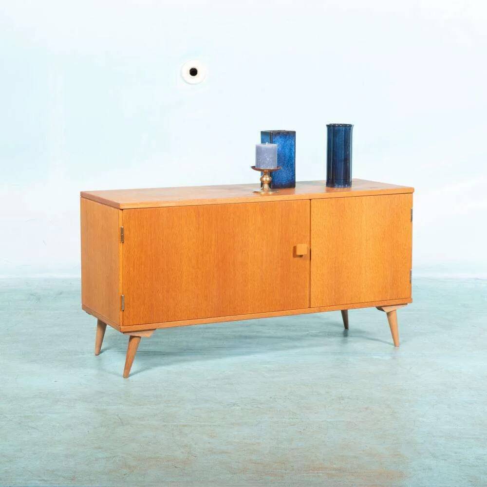 Vintage Scandinavian wall unit in oak veneer – 1960s
