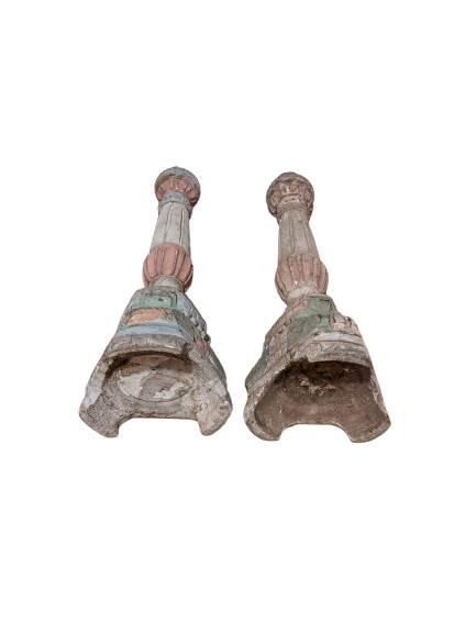 Pair of wooden candlesticks 43 cm - 18th century style