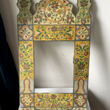 Antique wooden painted frame with flower motifs   88 cm x 47 cm