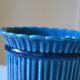 Cracked blue ceramic cache pot