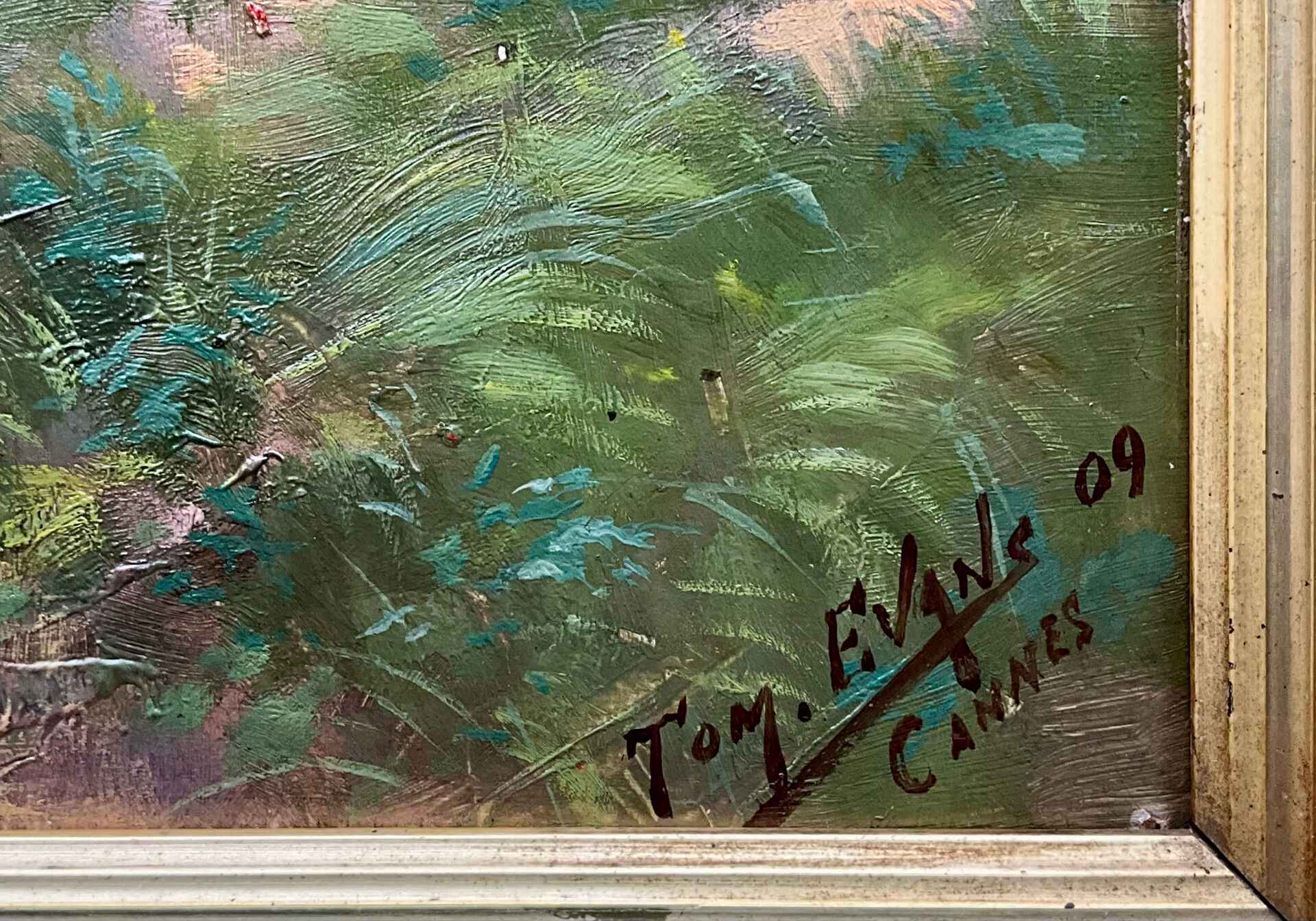 Oil on panel Cannes La Bocca 1909 signed Tom Evans