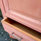 Old pink Parisian cabinet with painted decor