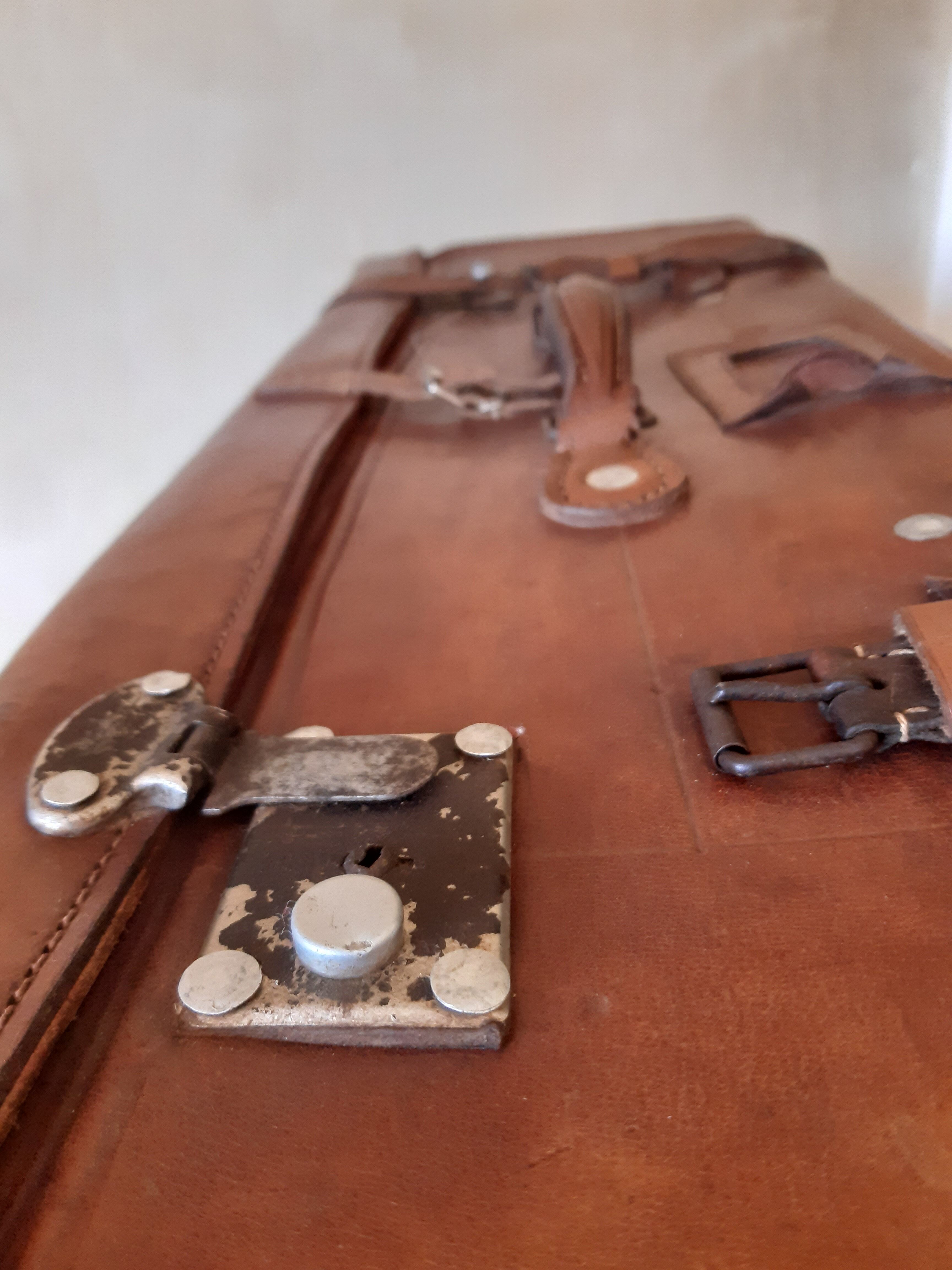 Large leather suitcase