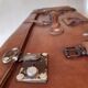 Large leather suitcase