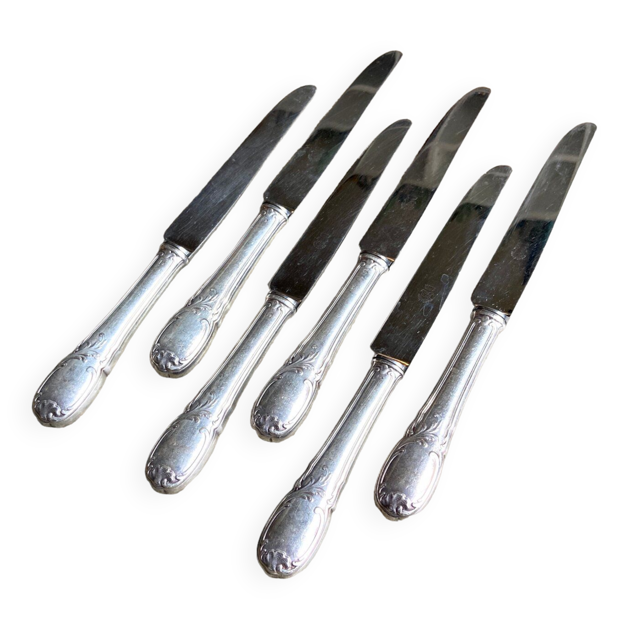 6 silver metal knives
