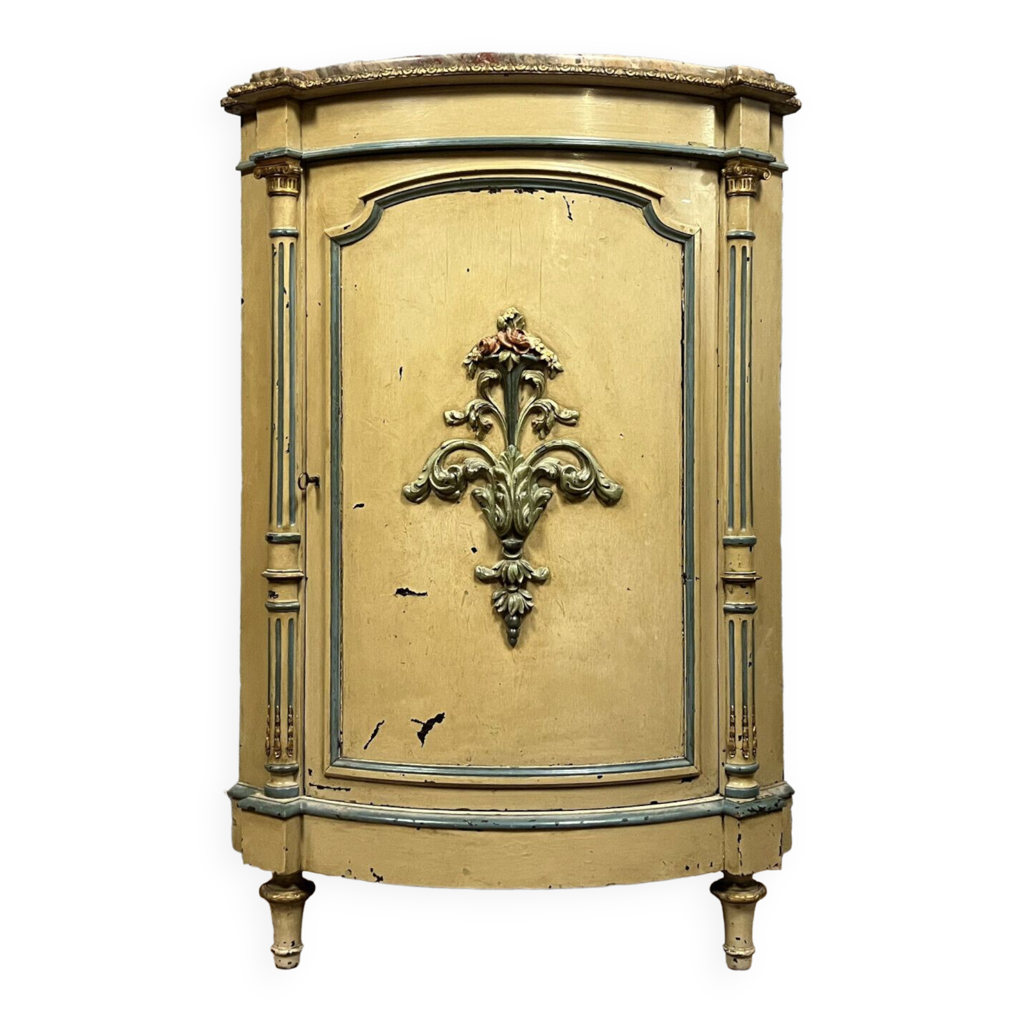 Louis XVI style curved neckline in lacquered and gilded wood circa 1850
