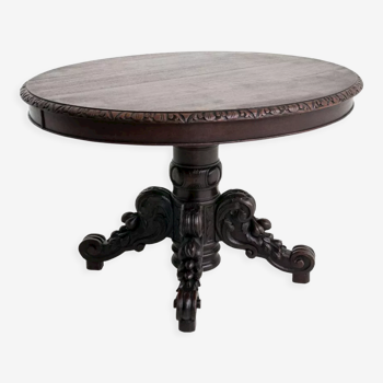 Antique center oak table, France, 1880s