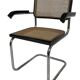 Set of 4 chairs model B64 Cesca with armrests in Black and Chrome