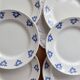 6 vintage white earthenware dessert plates - Blue cherry design