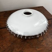 Vintage abat jour suspension en opaline blanche effet dentelé